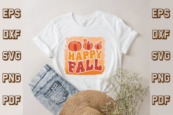 Happy Fall Svg, Retro for T-Shirt Designs